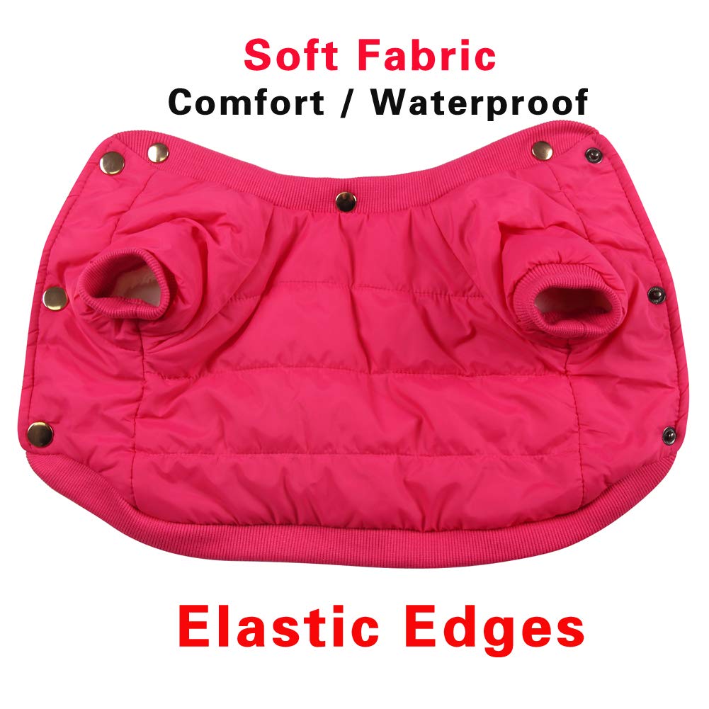 JoyDaog Fleece Lined Dog Coat with Detachable Hood and Detachable Hind Legs,Warm Puppy Jacket in Winter(Pink&Grey XS)