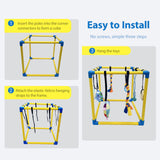 Dewonch Puppy Play Gym with 8 Hanging Toys, Small Dogs Indoor Jungle Gym, PVC Frame with Bungee Straps Enrichment Activity Center