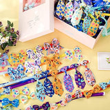 Reginary 100 Pieces Dog Bow Tie Collar Set Include 40 Dog Neckties, and 30 Puppy Bowties, 30 Collar Flowers, Adjustable Pet Ties Grooming for Small Medium Cats Pets Supply(Ocean)
