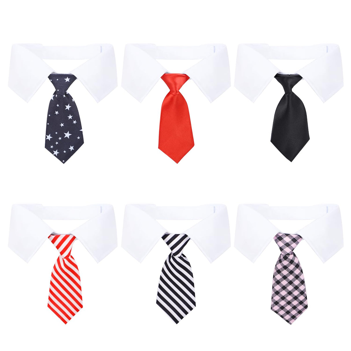 Segarty Neck Tie for Dogs, 6 Pack Adjustable Cute Pet Ties Collars Grooming Accessories Formal Wedding Costume for Medium Large Dogs, Black Red Star Dog Necktie Set Birthday Holiday Party (XL)