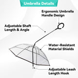 NAMSAN Clear Dog Umbrella for Small Dogs, Dog Umbrella Leash Keeps Dogs Dry in Rain Walking, Adjustable Leash, Self-Assembly