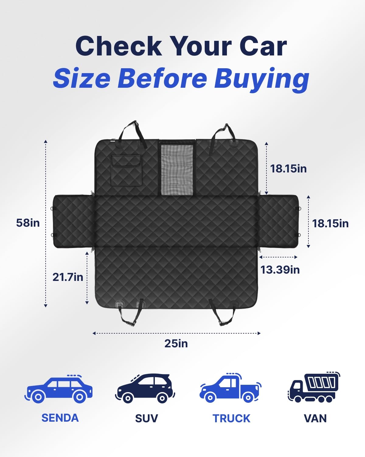 pettycare Dog Car Seat Cover for Back Seat, 600D Heavy Duty Waterproof & Scratch-Resistant for Car with Side Flap, Pet Back Seat Covers for Car with Seatbelt Black.