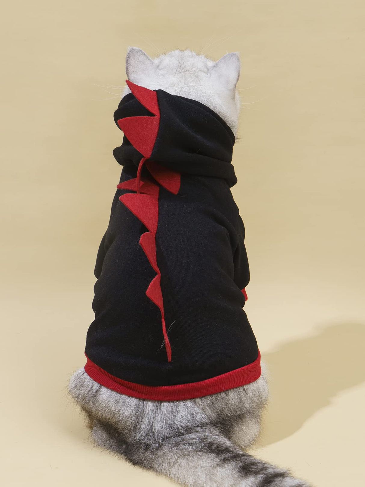 QWEEE Dinosaur Dog Hoodie - Warm Jacket for Puppy, Kitten, Small, Medium Dogs & Cats - Black, XL - Christmas & Halloween Costume