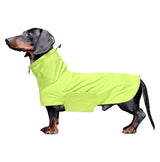 Geyecete Dachshund Raincoat,Miniature Dachshund Raincoat Waterproof Adjustable with High Neck with Harness Hole for Dachshund-Green-L