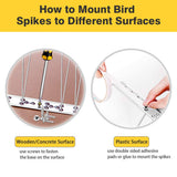 REMIAWY Bird Spikes for Pigeons Small Birds Cat, 10 Feet Anti Bird Spikes Stainless Steel Bird Deterrent Spikes 10 Strips