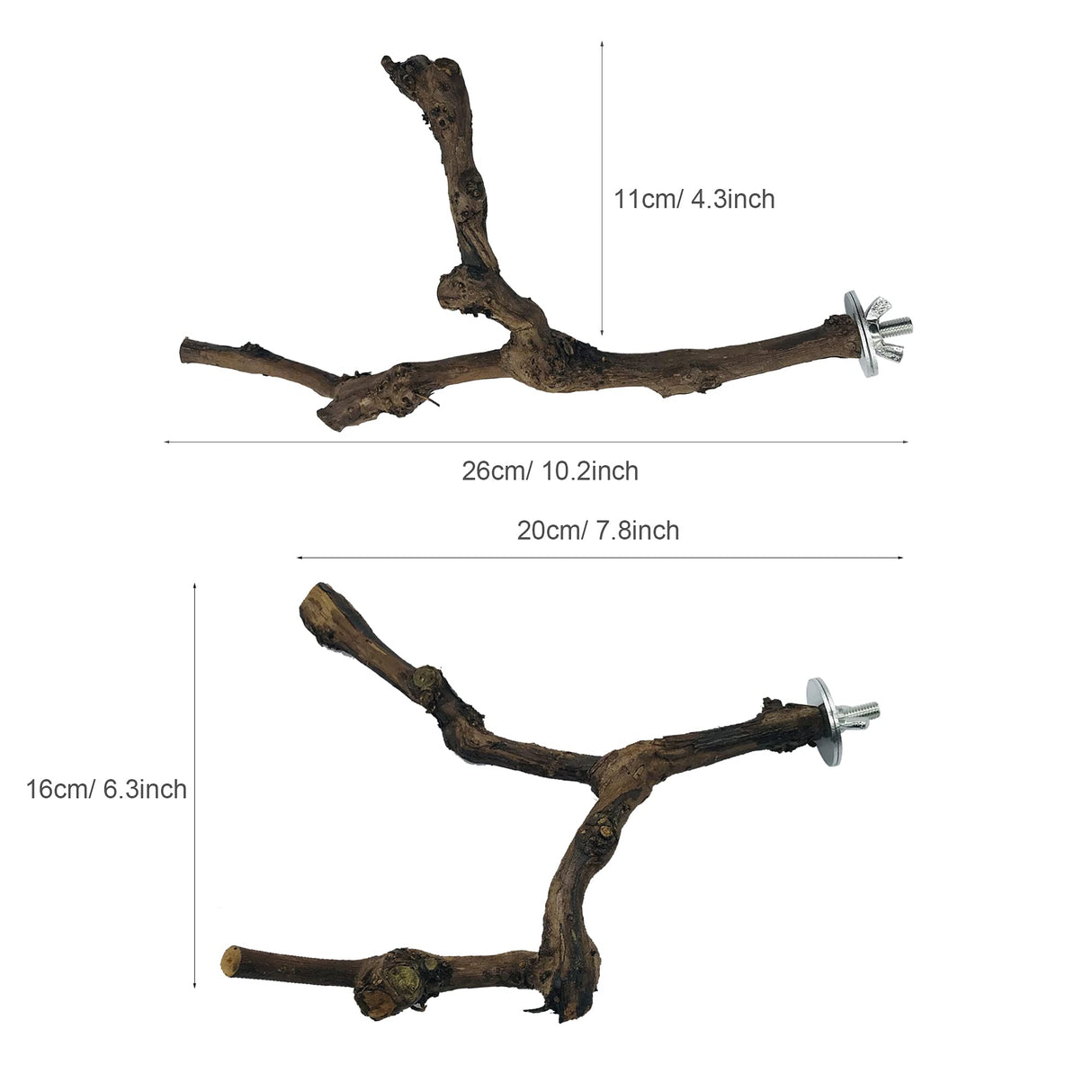 Allazone 4-Piece Bird Perch - Natural Grapevine Stick Swing Chewing Toys for Parrot Cages, Cockatiels, Parakeets, Finches