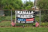 Kamala Harris Is An Idiot Flag 3x5FT Fuck Kamala Harris 2024 Flag Vivid Color Polyester With 2 Brass Grommets Supporting Trump American Patriotic Banner (Pattern E)
