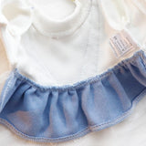 AZA Dog Princess Dresses for Small Dogs Lolita Clothes Bow Costume Pet Girl Cute Coat Outfits Fall Blue Costumes (L,Blue)