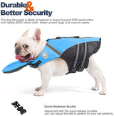 Petglad French Bulldog Life Jacket, Life Vest with Chin Float Rescue Handle for Corgi Pug, Adjustable High Visibility Flotation Swim Vest for Swimming Boating (Blue)