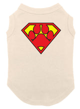 Super Dog - Super Hero Parody Paw Print Dog Shirt (Natural, Small)