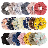 Velscrun 20 Pcs Floral Plaid Solid Color Scrunchies, Scrunchies for Girls Women with Chiffon, Hair Scrunchies for Women's Hair Elastics Bands Ponytail Holder Bulk, Hair Accessories Hair Ties Gifts