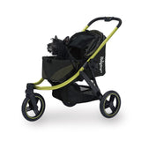 ibiyaya The Beast Pet Jogging Stroller for All Terrains, 3-Wheel Dog Carrier with Double Breaks, Zipperless Large Stroller for Running & Hiking, Multiple Small Dogs, Medium Dogs, or Cats (Jet Black)