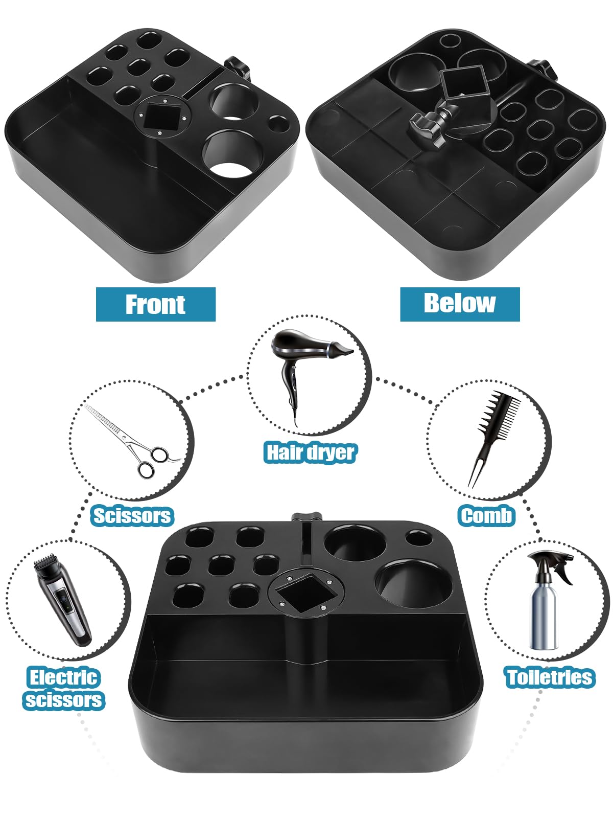 Kalolary Portable Dog Grooming Tool Holder - Rotatable Organizer for Pet Grooming Table & Accessories - Scissors, Clips, Brushes Storage
