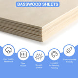 12 Pack Basswood Sheets for Crafts 12 x 18 x 1/8 in, 3mm Thick Unfinished Plywood for Laser Cutting & Engraving, DIY Ornaments and Architectural Model