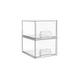 Vtopmart 2 Pack Small Clear Stackable Storage Drawers,Acrylic Bathroom Makeup Organizer,Plastic Storage Bins for Vanity, Undersink, Kitchen Cabinets, Pantry, Home Organization
