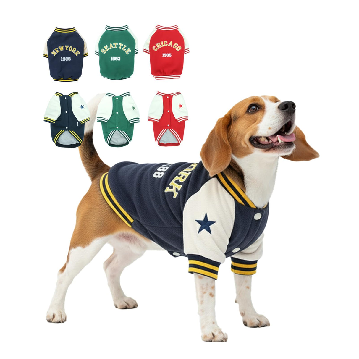 LUVMOJO X-Large Dog Winter Fleece Jacket – Stylish Varsity Doggy Coat with Snap Closure & Thick Lining, Warm Pet Sweater for Large Dogs, Puppy Sport Jackets, Fashion Pup Coats for Holidays, Navy XL