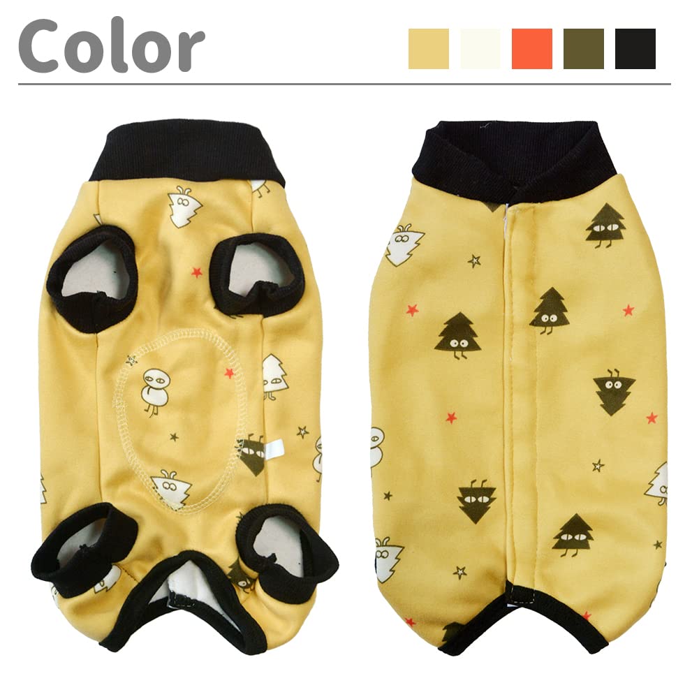 RSS07 Winter Fleece Wound Protective Clothes for Puppy, Little Animals - Warm Dog Vest, Windproof Spay Recovery Suit (Yellow-Black-M)