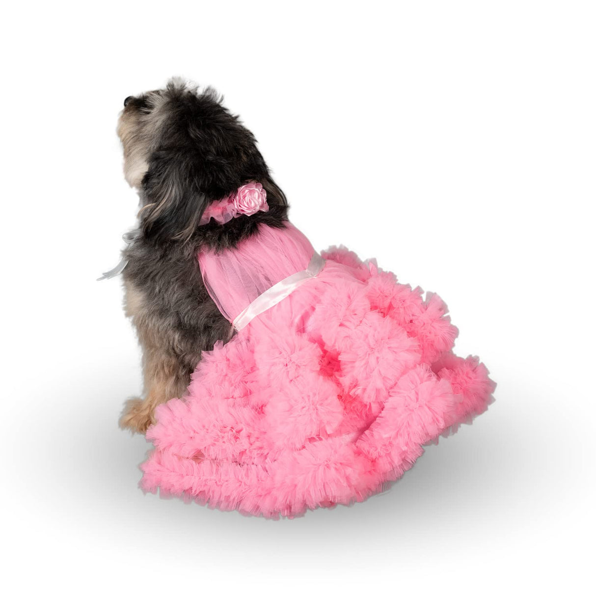 Puptail Medium & Large Dog Dress with Dog Bandana - Pink (Shih Tzu, Labrador, Golden Retriever, Pug & Cat Cloths)