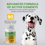 Advanced Hip and Joint Supplement for Dogs All Breeds - Glucosamine for Dogs Mobility & Pain Relief - All Natural Chondroitin, MSM & Turmeric Dog Joint Supplement - 90 Chewable Tablets