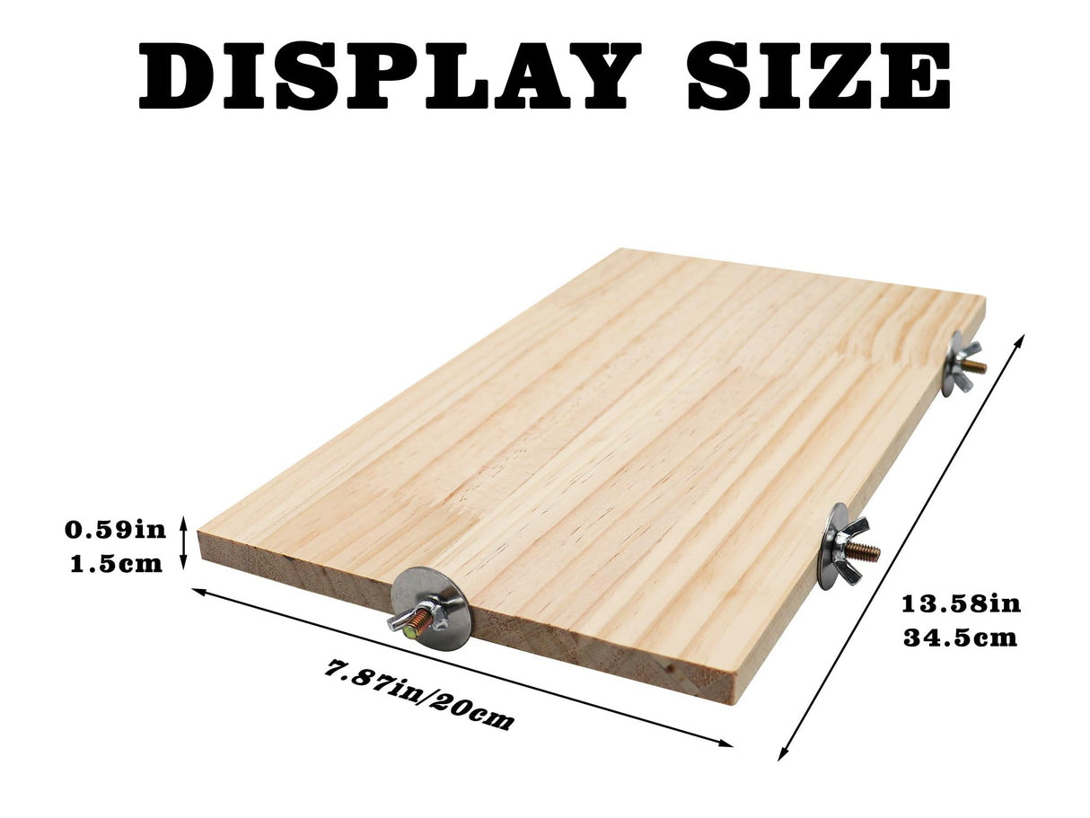 13.6×7.9 Inches Large Bird Perch Stand Platform, Natural Wooden Small Animals Cage Accessories, Rectangle Stand Perch Shelf for Parrot Parakeet Cockatiel Rat Hamster Guinea Pig Conure Chinchillas