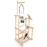 Chuiendi Bird Playground 4 Layer, Parrot Perch Stand Bird Play Stand for Parakeet Conure Cockatiel Lovebird Budgie, Parrot Playground with Feeder Cups, Ladder, Chain Toy, Swing and Detachable Tray