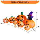 DomKom 8 FT Long Halloween Inflatable Decorations Pumpkin with Black Cat, Outdoor Holiday Decor Blow Up Halloween Yard Decor, LED Lights Inflatables Outdoor Garden Lawn Halloween Decor