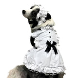 FLAdorepet Large Dog Dress Maid Costume with Headband,Halloween Lolita Costume Outfits,Puppy Christmas Holiday Wedding Princess Dress (Black, XX-Large(Fit 60-80LBS))