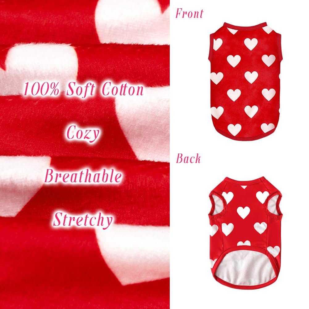2 Pack Dog Valentines Outfit Shirts Soft Velvet Stretchy Lightweight Dog Warm T-Shirts Sleeveless Vest Clothes for Small Medium Large Dogs Cats