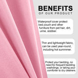 DUJUIKE Waterproof Bed Cover for Dog and Cats,Pet Hair Resistant Bed Sheet Cover, Protective Bed Liner Cover with 100% Waterproof Breathable Thin Fabric (Pink, Super King 90 * 118 inch)