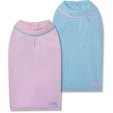 Blueberry Pet Back to School 2-Pack Custom Personalized Prep School Style Dog Polo w/Embroidered Name| Cotton Outfit for Small Pets in Pastel Pink + Blue, Back Length 16 inch