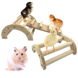 CooShou Chicken Perch Roosting Bar Jungle Gym Wooden Arch Bridge Platform Stand Ladder 3in1 Climbing Ramp Toys for Chick Hamsters Gerbils Mice Rodent and Small Animals