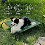 Bedsure Large Elevated Cooling Outdoor Dog Bed - Raised Dog Cot for Large Dogs, Portable Indoor & Outdoor Pet Hammock with Skid-Resistant Feet, Frame with Breathable Mesh, Green, 49 inches