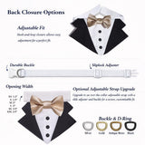 Custom-Fit Dog Tuxedo with Bow Tie & Lapel Uncut Cham Eyelet | Keyhole Fishtail Buttonhole Design | Optional Ring Bearer Clasp | Perfect Outfit for Wedding & Birthday by ACORD EU (Purple)