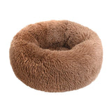 BODISEINT Faux Fur Dog Bed Cat Bed,Shag Round Anti-Anxiety Pet Calming Bed Doughnut Cuddler for Medium Large Puppy Dog Cat Kennel Cushion Self Warming Bed (28'' D x 8'' H, Coffee)