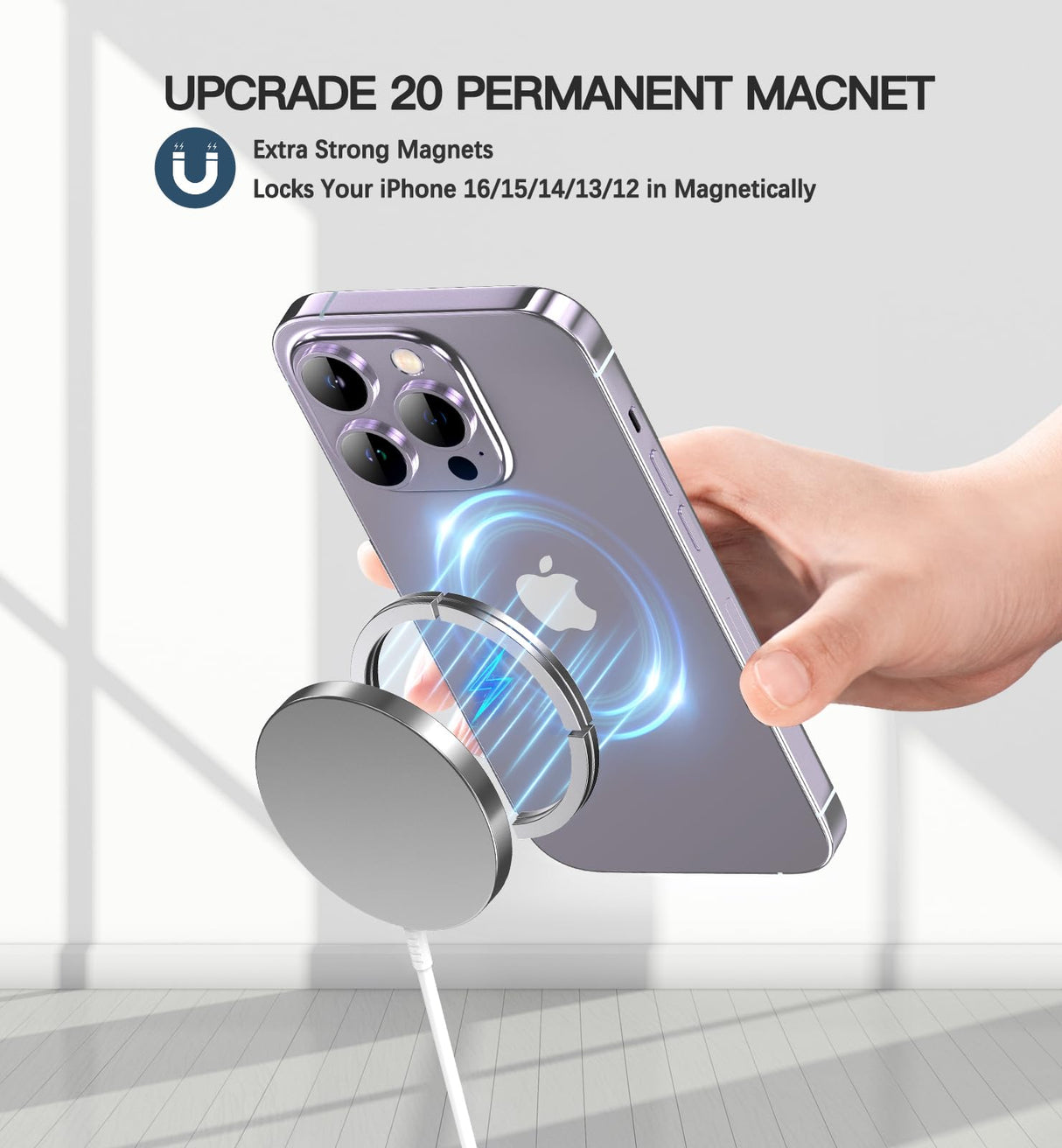Magnetic Wireless Charger 15W Fast Mag Safe Charger for Cell Phone 16 Pro Max/16 Pro/16 Plus/16/15/14/13/12 Series 2 Pack Charging Pad for AirPods 3/2/Pro 2/Pro Mag-Safe Original Replacement