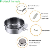 kathson Stainless Steel Bowls for Birds,4 Pcs Parrot Feeder Dish Cups,Bird Cage Water Food Bowl Coop Cup with Clamp Holder for Parrots Cockatiel Budgies Parakeet Lovebird(S)