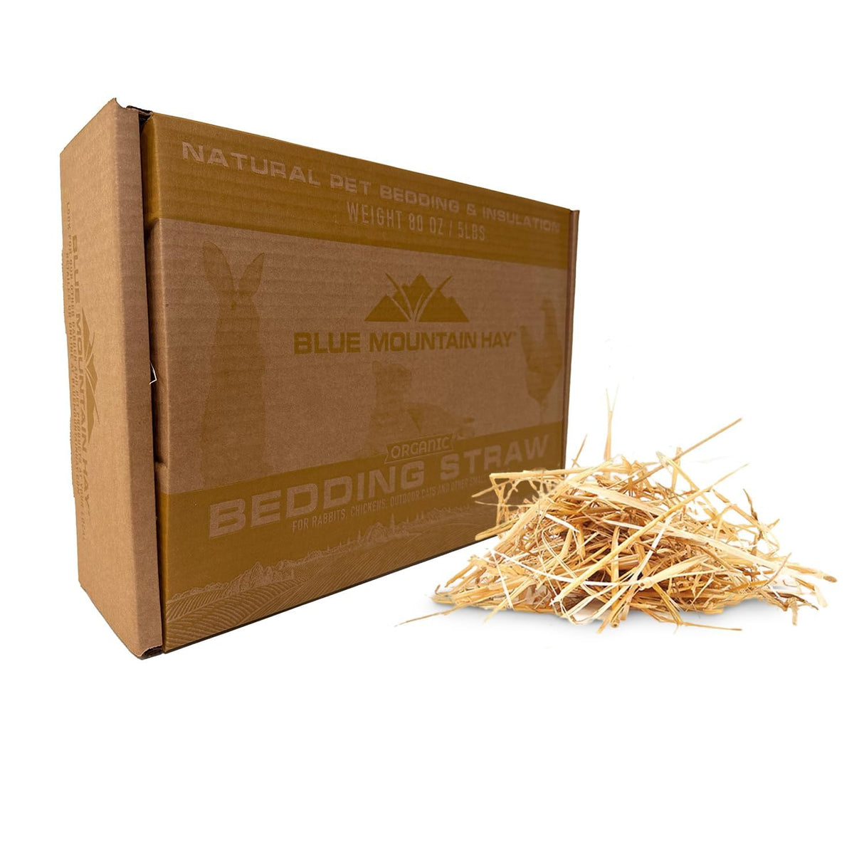Blue Mountain Hay Organic Bedding Straw (5 lb) – USDA Certified Organic, Non-GMO, Chemical Free, Soft & Highly Absorbent Natural Bedding for Pet Habitats, Gardening, Composting & DIY Projects