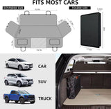 Waterproof Dog Car Back Seat Extender with Mesh Window – Large Pet Travel Bed & Backseat Bridge for SUVs, Trucks, Cars – Non-Slip, Foldable Seat Cover with Storage Pockets & 2 Dog Seat Belts (Grey)