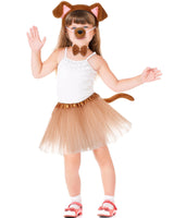 Zhanmai 5 Pcs Carnival Animal Costume Kid Bear Puppy Dog Pup Kangaroo with Tutu Ear Headband Bowtie Tail Paws for Boys Girls
