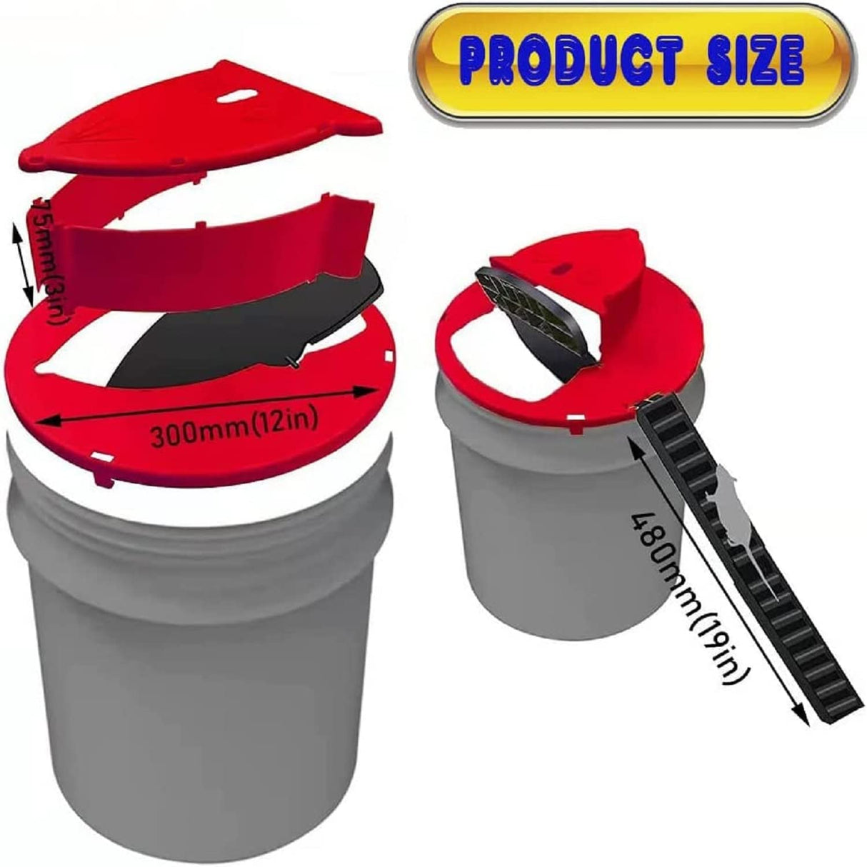 Pack 2 Bucket Lid Mouse Trap, 5 Gallon Bucket Compatible, Mouse Catching Tool, Trap Door Style, Multi Catch, Auto Reset, Indoor Outdoor