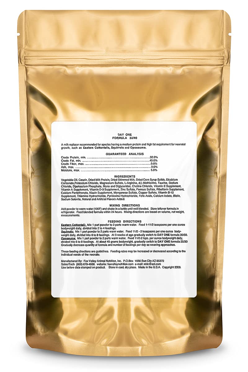 Fox Valley Day ONE 32/40 Formula for Squirrels, Rabbits and Opossums, 16 Ounces