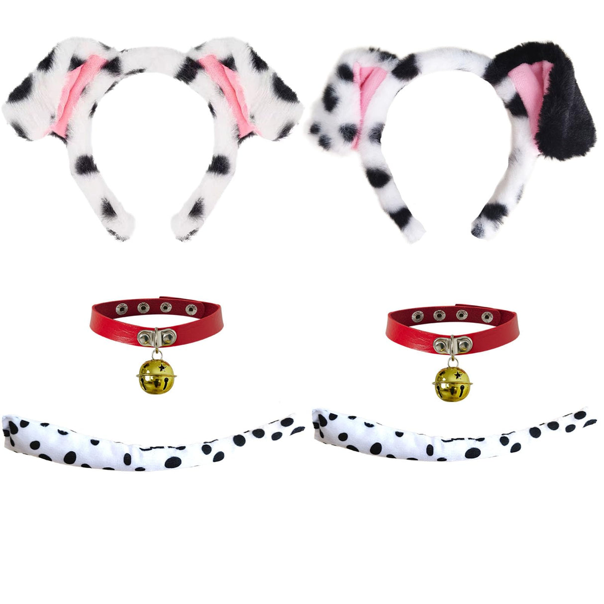 KIPSSMLSE Dalmatian Costume Dalmatian Ears Headband Tail for Women Puppy Dog Dress Up for Party Halloween