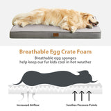 BFPETHOME Outdoor Dog Beds for Large Dogs, Waterproof Dog Bed for Medium, Large, Extra Large Dogs, Orthopedic Pet Bed with Removable Washable Cover, Egg Crate Foam Pet Bed Mat. (47 x 29 in, Grey)