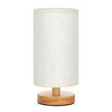 Fenmzee Small Table Lamp for Bedroom - Inline Control, Bedside Lamp with 3000K A15 LED Blub, Easy Assembly (Cream Shade - Wood Base, 9" Inline Control)