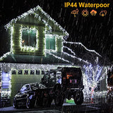132ft Icicle Lights for Outside, 1280 LED White Christmas Lights Outdoor with 240 Twinkle Drops, 8 Modes Plug in Waterproof Timer Memory for Tree Wedding Party House Patio Eave Yard Holiday Decoration