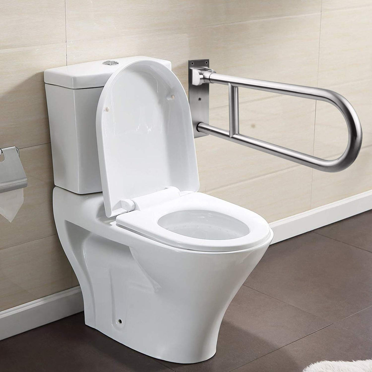 29.5 INCH Toilet Grab Bar Stainless Steel Handicap Rails Grab Bars Bathroom Support for Elderly Bariatric Disabled Commode Safety Hand Railing Guard Frame Shower Assist Aid Handrails Hand Grips