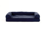 Furhaven Cooling Gel Dog Bed for Medium/Small Dogs w/ Removable Bolsters & Washable Cover, For Dogs Up to 35 lbs - Quilted Sofa - Navy (Blue), Medium
