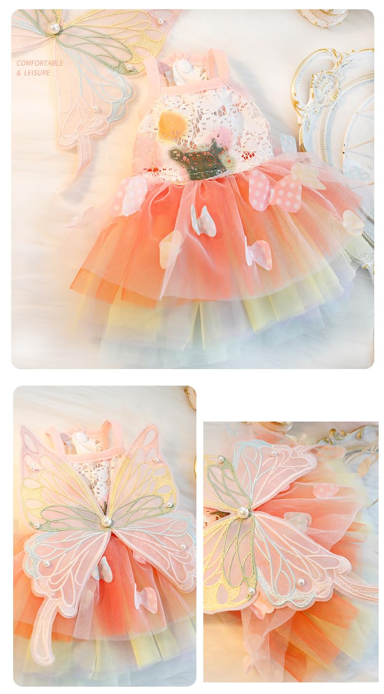 Dog Princess Dresses for Small Dogs Lolita Clothes Butterfly Costume Pet Girl Cute Coat Outfits Summer Costumes Puppy Handmade Skirt Cat Spring (XL,Butterfly)