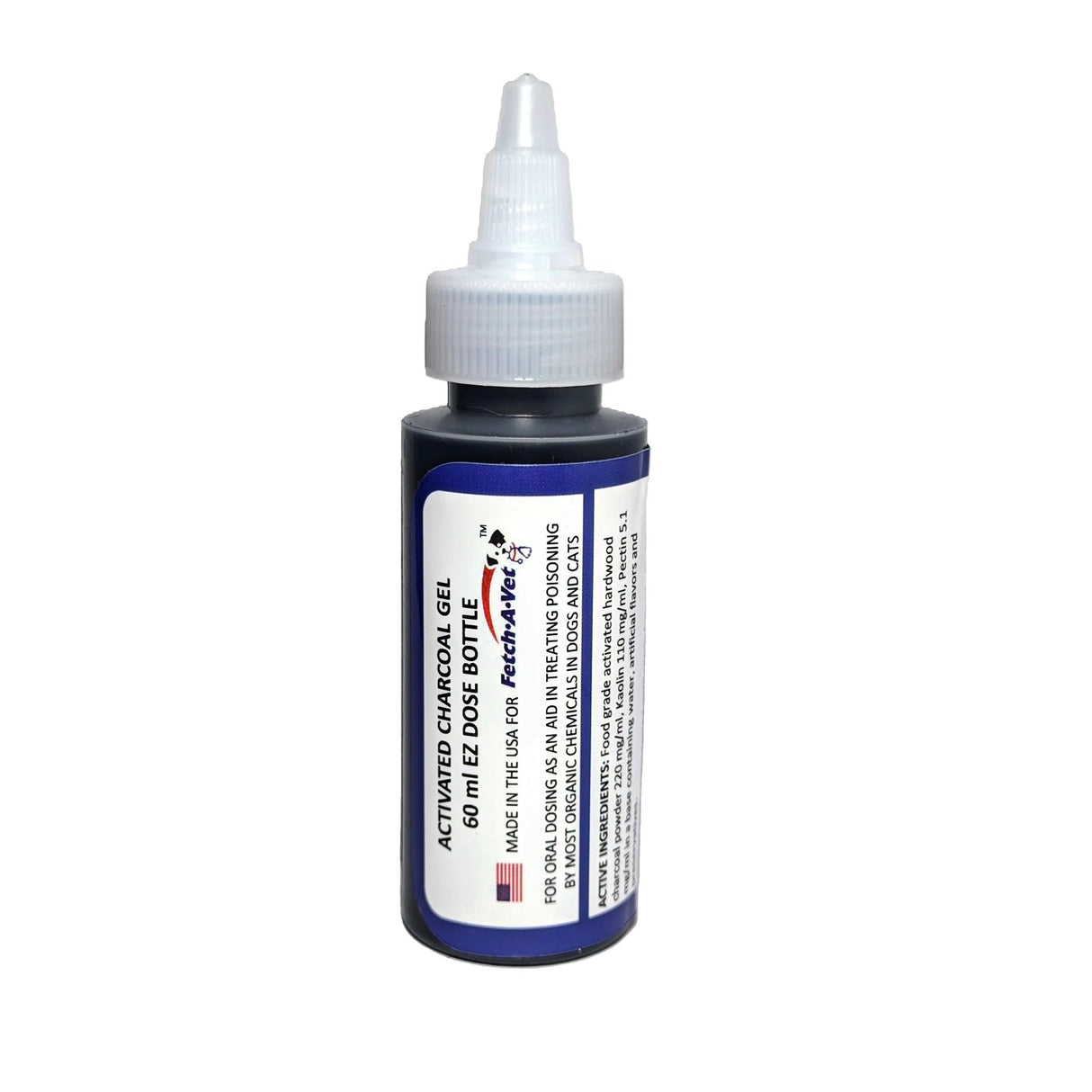 Fetch A Vet Activated Charcoal Gel 60ml EZ Dose Bottle (1-Pack) Pet Emergency First Aid Poison Antidote Treatment