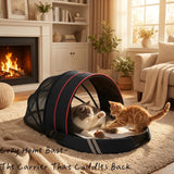 Cat Backpack Carrier for Cats and Small Dogs-Expandable Cat Carrier Breathable Visible Pet Tent for Kitty and Puppy Foldable Pet Nest Bed Perfect for Travel Walks Shopping Vet Visits Home Use-Black